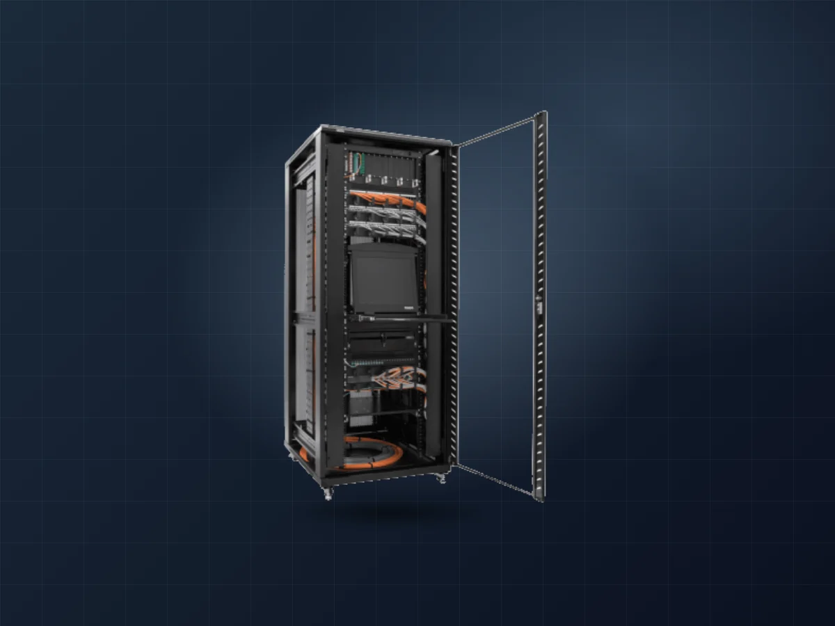 Server rack with network equipment